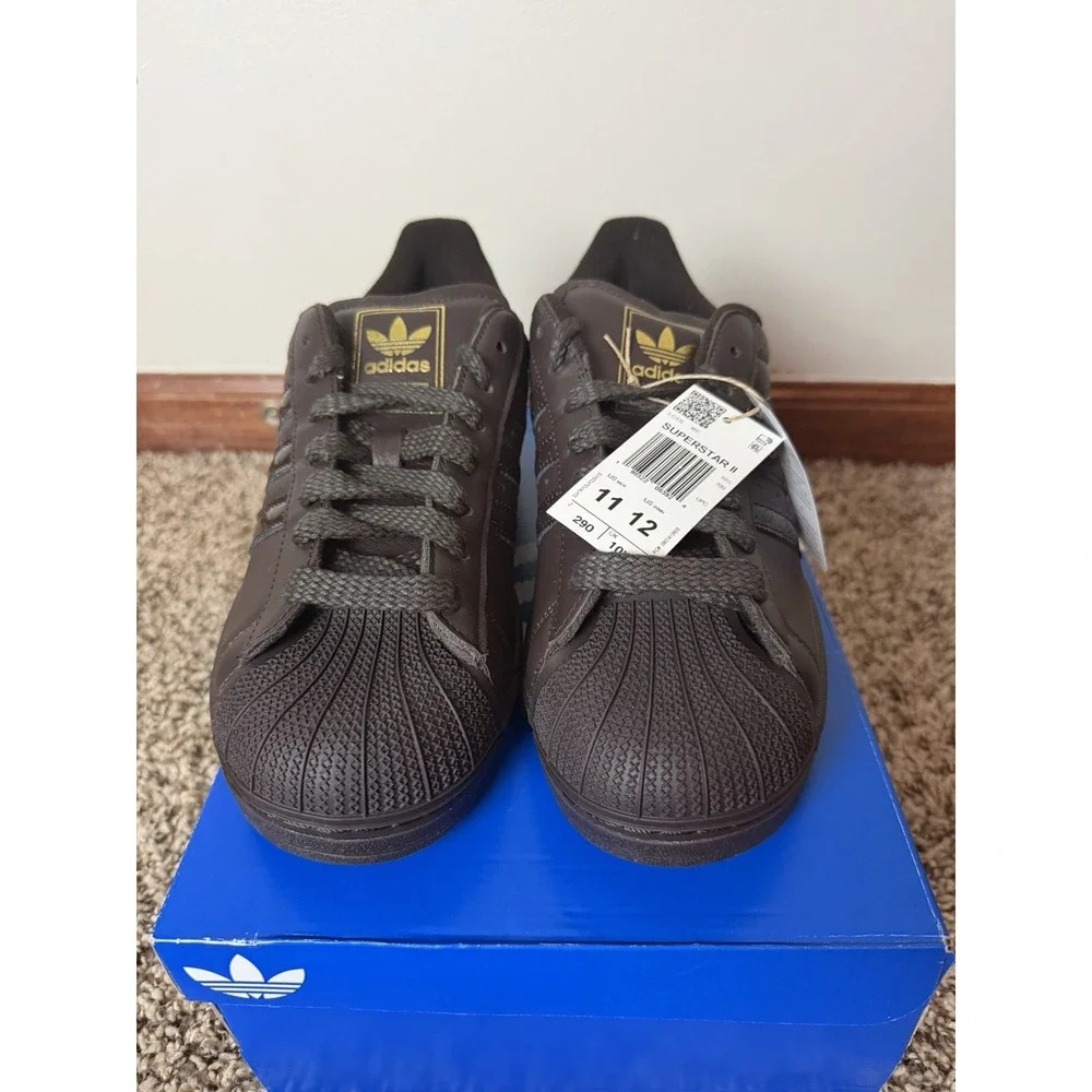 adidas Superstar II Mens Size 11 Brown Gold Leather Sneakers KH9180 - New